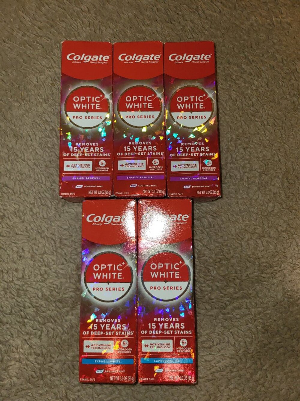 Colgate Optic White Pro Series Toothpaste 5 Total New Unopened